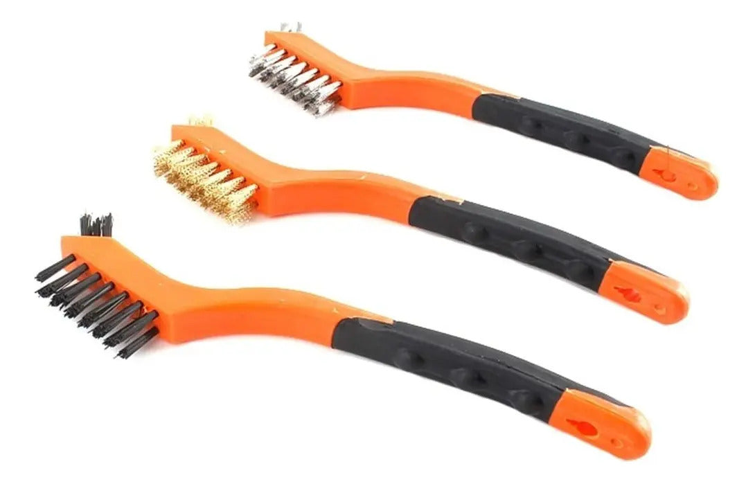 Juego Cepillos Kendo 3 Piezas Mango Ergonómico Latón Acero Nylon