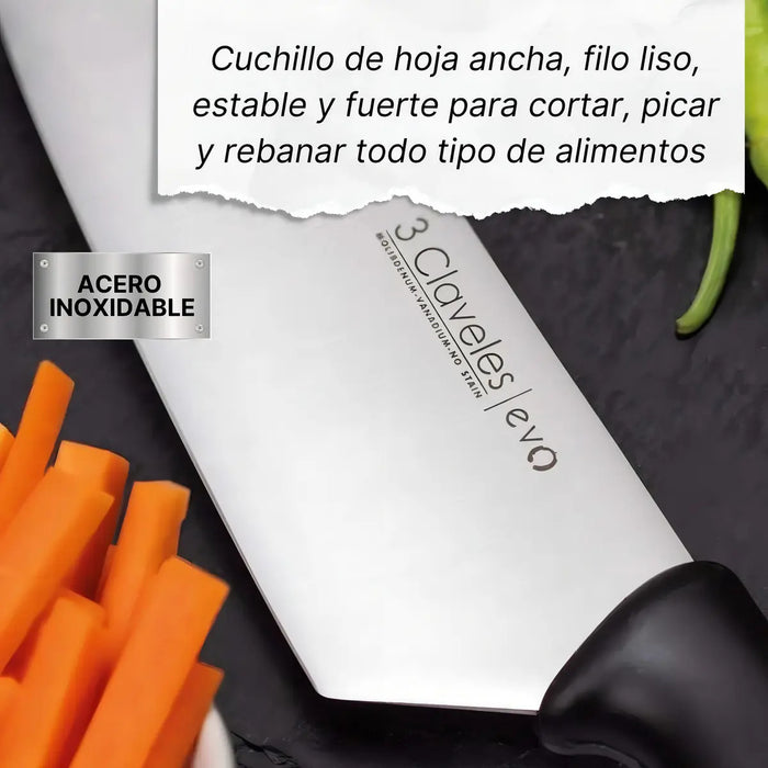 Cuchillo De Cocina Chef Cocinero 15cm Acero 3 Claveles Evo Color Negro