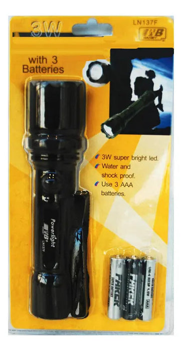 Linterna Anti Agua Y Golpes 3W Camping Trekking Táctica