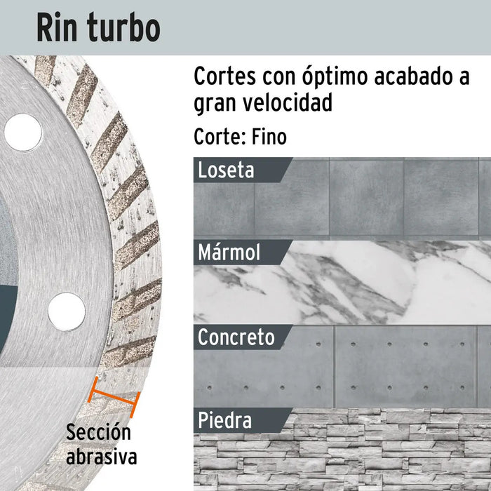 Disco 9'' Diamante Turbo Corte Piedra Concreto Truper