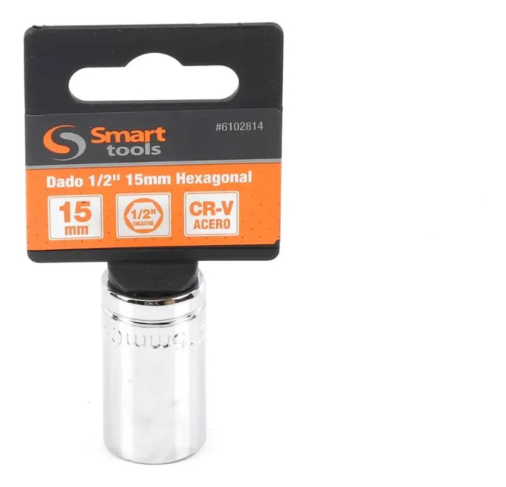 Dado Corto 1/2'' De 15mm Hexagonal - Smart Tools Gris Plateado