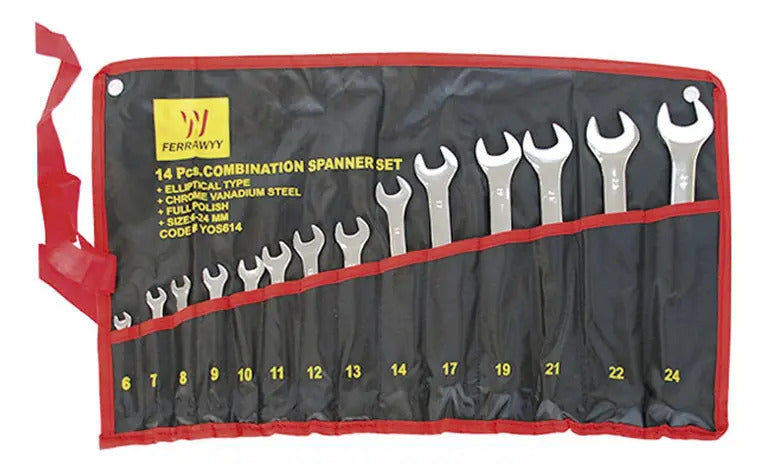 Set 14 Pcs Llave Combinada Cr-V Cromado