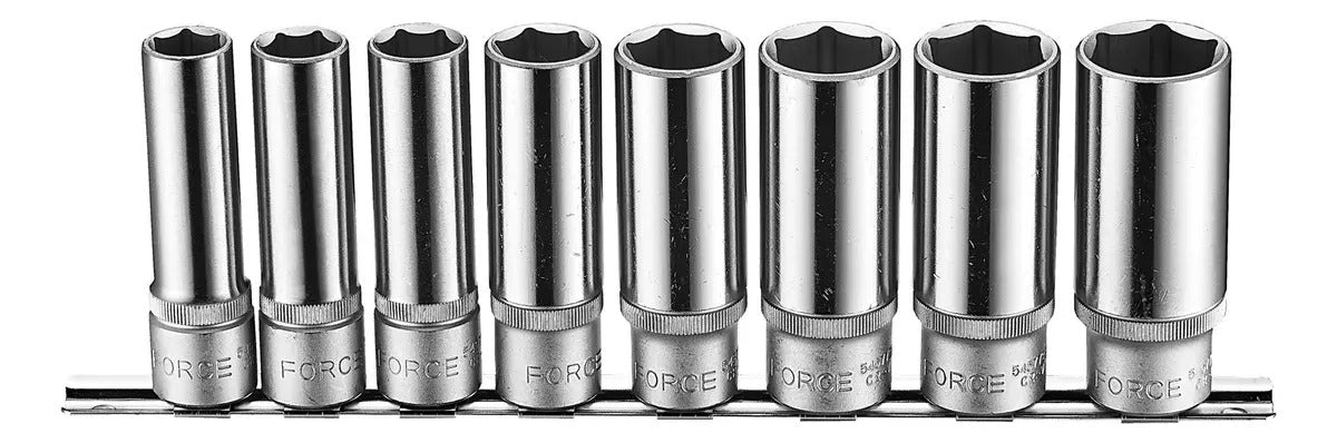 Juego Dados 1/2'' Largo Hex. 13-24mm 8 Piezas Force