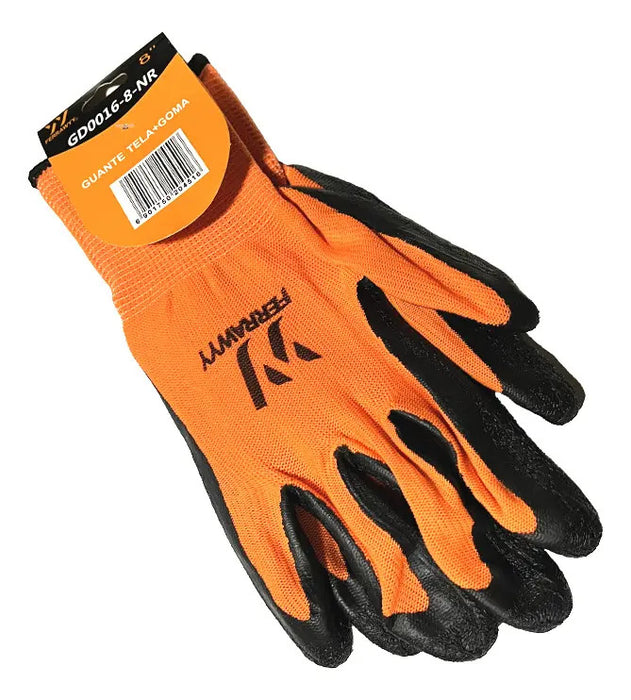 Guante Tela/Goma 8'' Naranjo