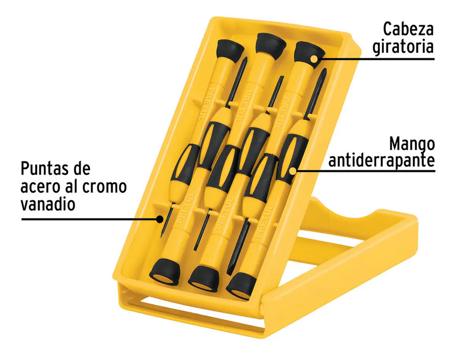 Juego De Desarmadores Precisión 6 Pzas Pretul