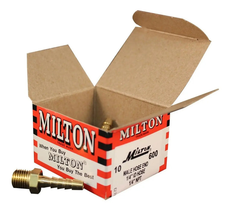 Acople Rápido Macho 1/4'' Npt Latón Milton 600 Dorado