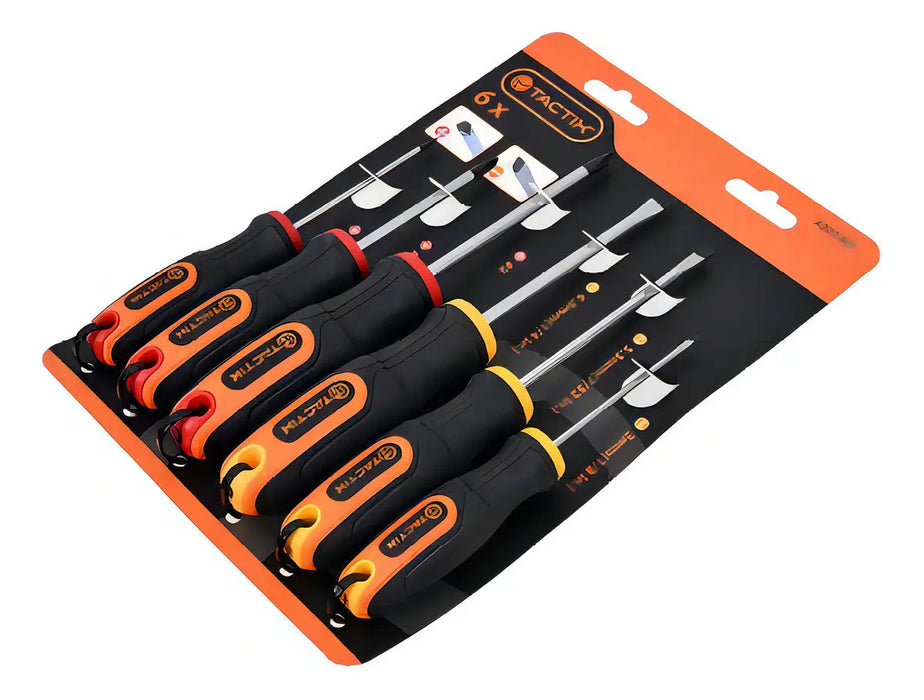 Juego De Destornilladores 6 Piezas Tactix Mango Ergonómico Goma
