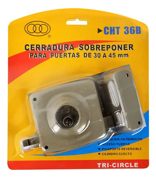 Cerradura Sobreponer Gris Tricircle