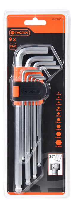 Juego Llave Allen Extra Larga Bola Métrico Tactix