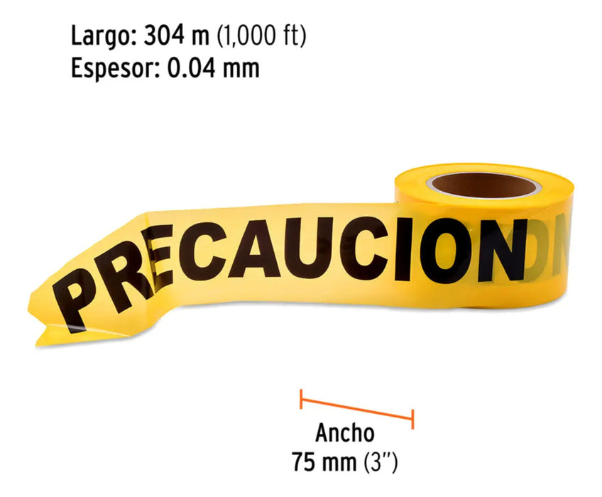 Cinta Precaución Truper Plástico Rollo 304 Mt. Color Amarillo