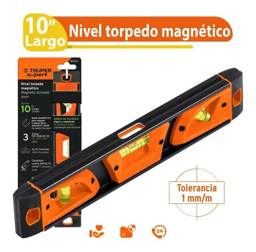 Nivel Torpedo Magnético De 10" Con Cuerpo De Aluminio
