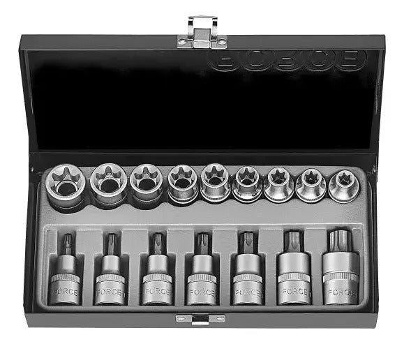 Juego Dados Torx 1/2'' Macho Y Hembra 16 Piezas