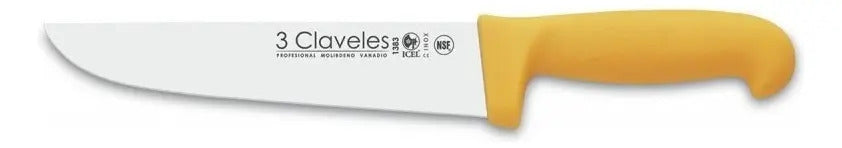 Cuchillo Profesional 3 Claveles Carnicero Angosto 25cm Acero Color Amarillo