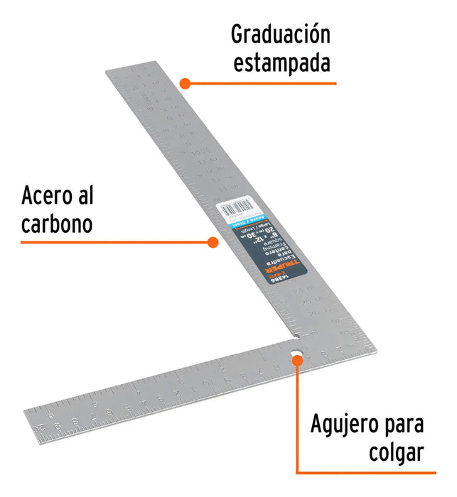 Escuadra de albañil 12" E-8x12 plateado