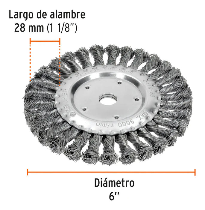 Carda Trenzado Grueso 6 X 5/8'' Para Esmeril Truper