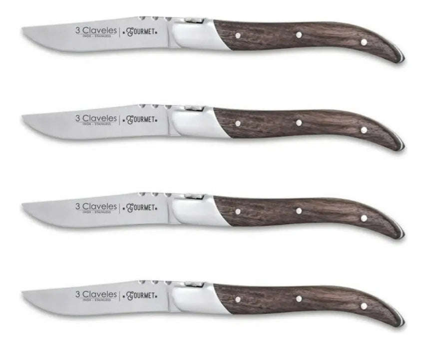 Juego 4 Cuchillos Chuleteros 10cm Gourmet