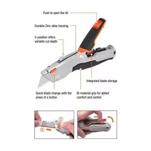 Cutter Cartonero Trabajo Pesado Tactix Hoja Retráctil 15cm