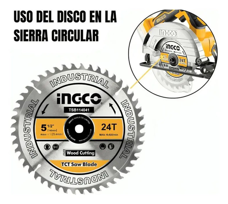 Disco 5 1/2'' Para Sierra Circular 140mm 24 Dientes Ingco