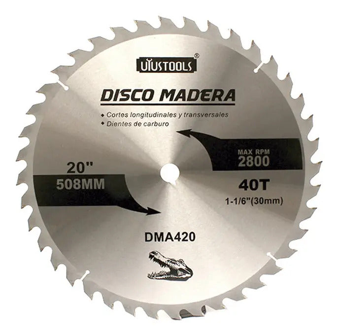Disco Sierra 20" x 40 Dientes Madera Uyustools