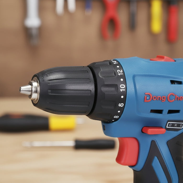 Atornillador + Ator Impacto Inalambricos Set Dong Cheng Azul 12v