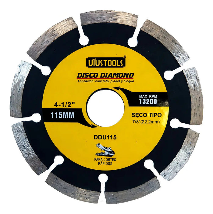 Disco Diamantado Corte Ceramica Concreto Piedra Bloque 4 1/2 Amarillo