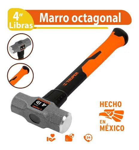 Marro Octagonal 4 Lbs, Mango Fibra De Vidrio, Truper