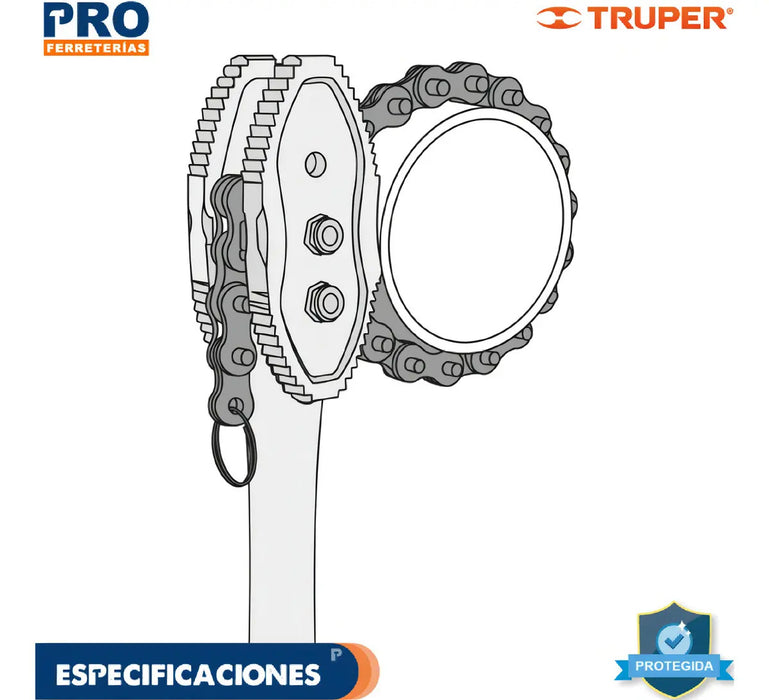 Llave de Cadena Tipo Caimán Uso Pesado Mango de 28''