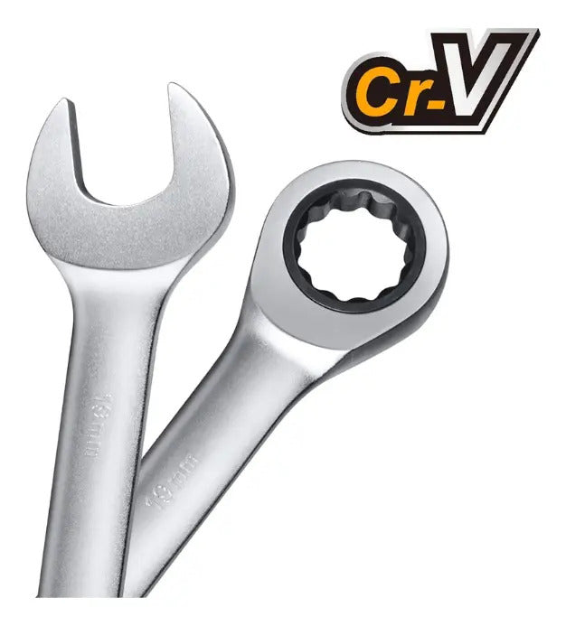 Juego De 8 Llaves Con Chicharra Combinadas Curvo 8-19mm