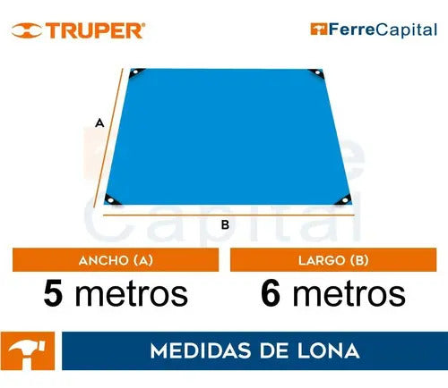 Lona 5 X 6 M, Azul, Pretul