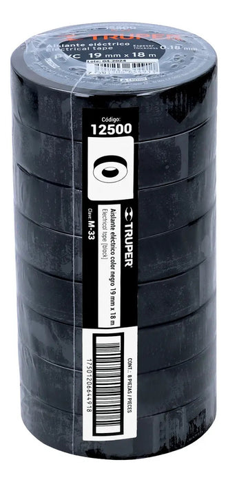 Huincha Aisladora Truper 19mmx18m Negra M-33
