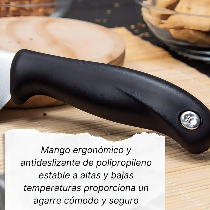 Cuchillo De Cocina Chef Cocinero 15cm Acero 3 Claveles Evo Color Negro