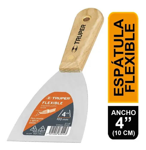 Espátula Flexible, Mango De Madera, 4''