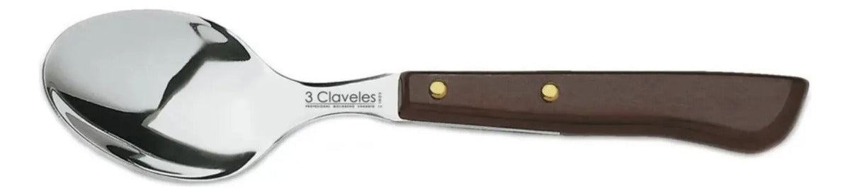 Cuchara 9cm Inox Mango Madera Tres Claveles