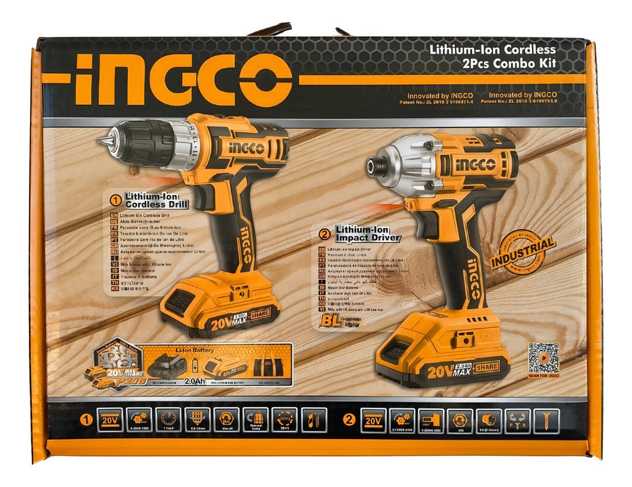 Kit Taladro Inalámbrico + Destornillador de Impacto Ingco
