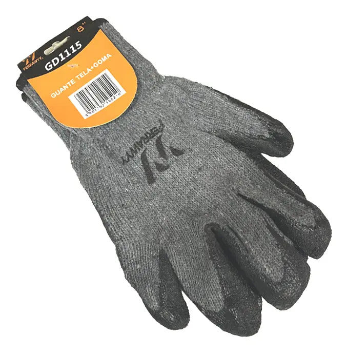Guante Tela/Goma 8'' Gris