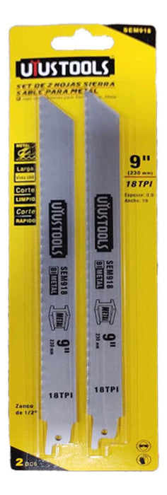 Set de 2 Hojas Sable 9" 18TPI Metal Uyustools