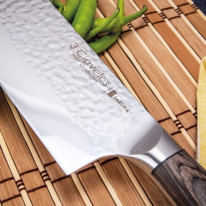 Set 3 Cuchillos Verdura/Cocina/Santoku Sakura 3 Claveles