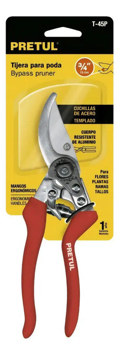 Tijera Poda 8 3/4 Mango Polipropileno T-45p Pretul Rojo