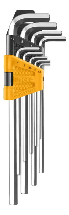 Set Llave Allen Industrial Brazo Largo 1.5mm A 10mm 9pcs