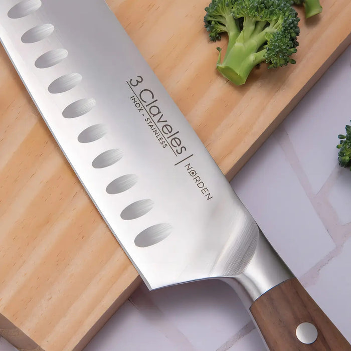 Cuchillo Santoku 3 Claveles Norden 17.5 Cm Verduras Acero Inoxidable Marrón Oscuro