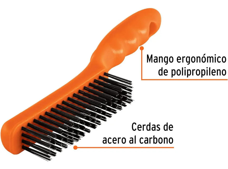 Cepillo Acero con Mango 4 x 16 Hileras Truper