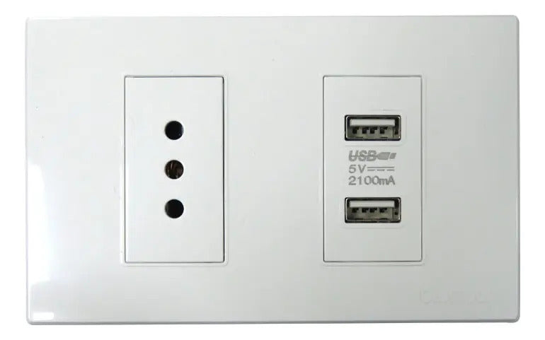 Tomacorriente C/ Usb 10a Pc-blanca