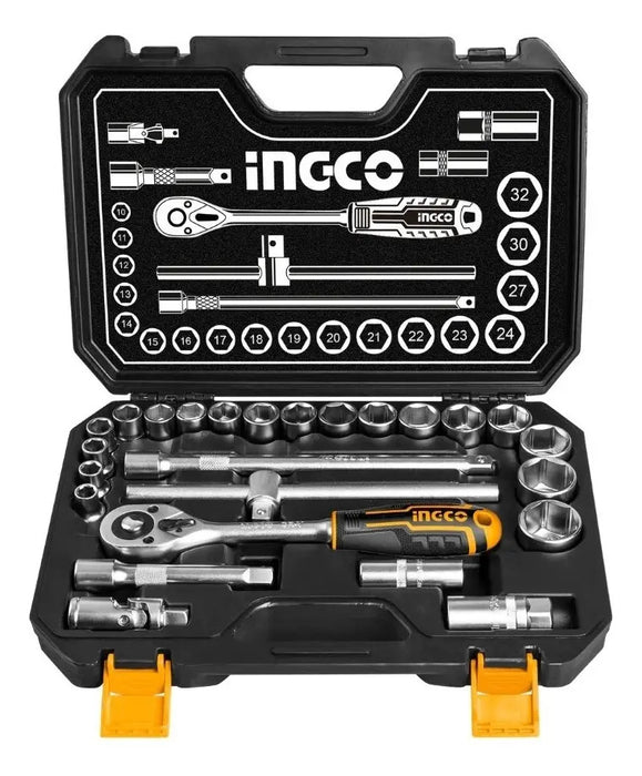 Set 25 Llaves Tubo 1/2" Bocallaves Maletín Ingco