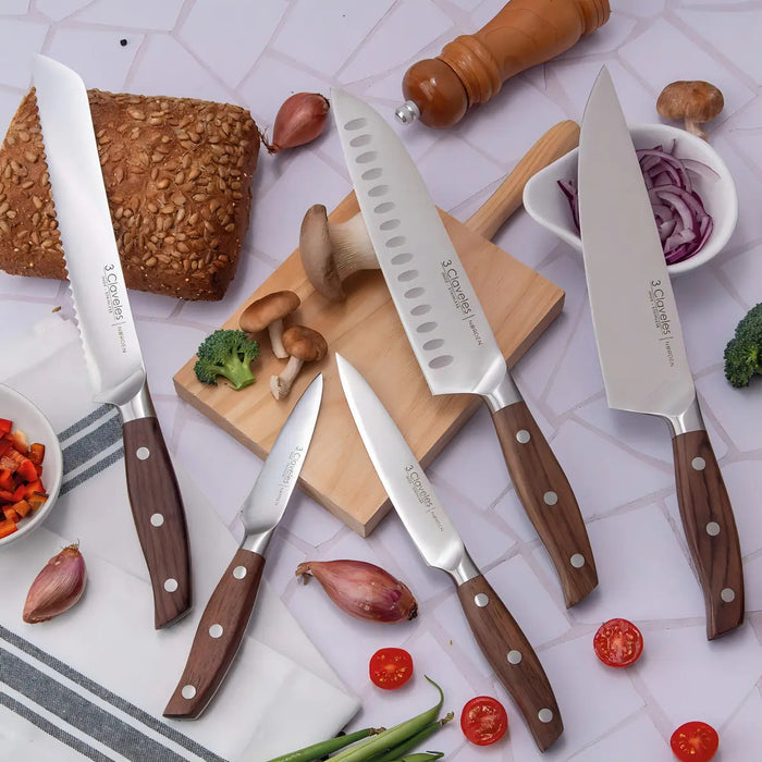 Cuchillo Santoku 3 Claveles Norden 17.5 Cm Verduras Acero Inoxidable Marrón Oscuro