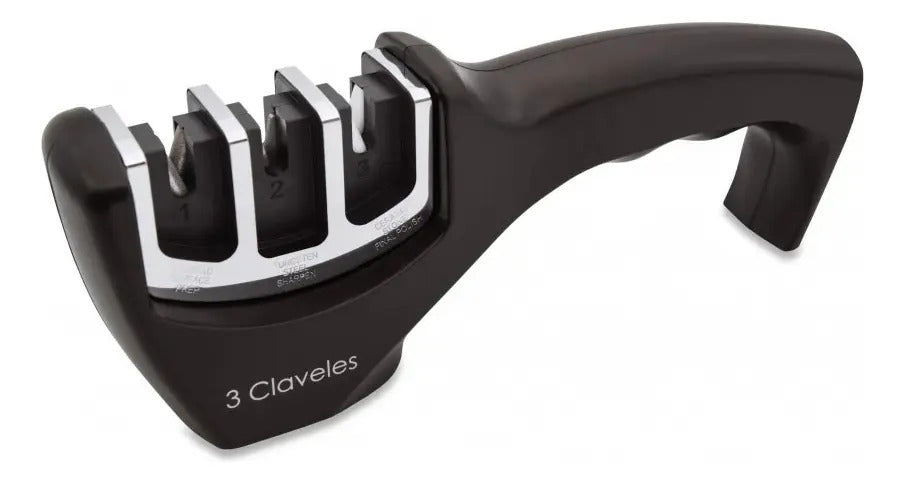 Afilador de Cuchillos Manual 3 Pasos Diamante 20cm Negro