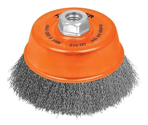 Carda De Copa Alambre Ondulado 5'' Para Esmeril Truper