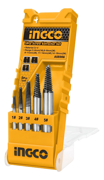 Extractor Tornillo Pernos Cortados 5 Piezas Ingco
