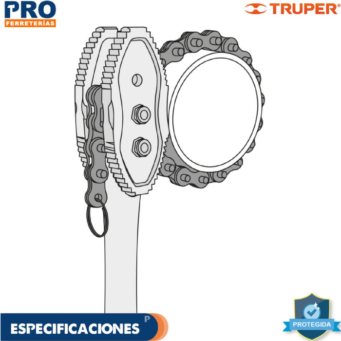 Llave de Cadena Tipo Caimán Uso Pesado Mango de 28''