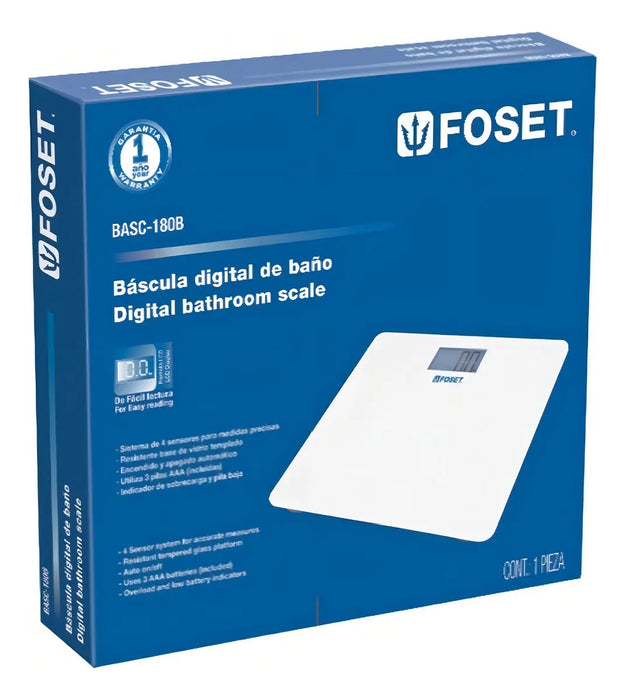 Báscula Digital Foset Basc-180b Blanca, Hasta 180 Kg
