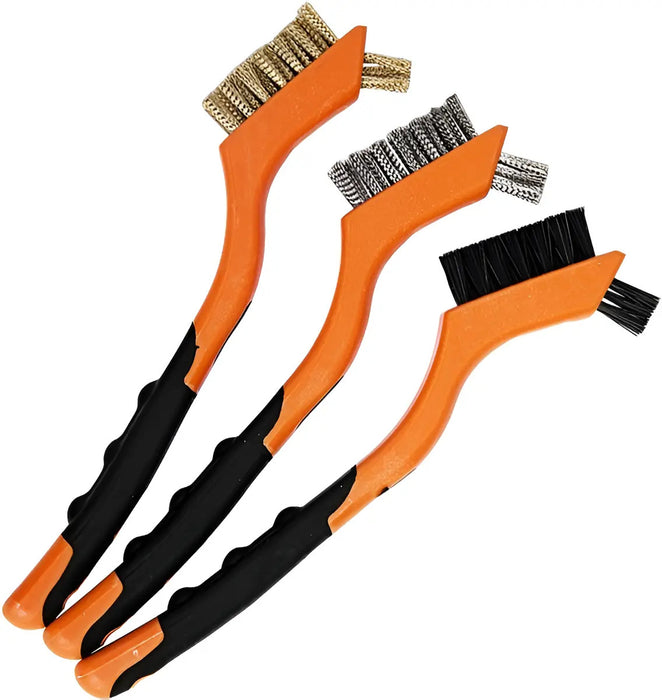 Juego Cepillos Kendo 3 Piezas Mango Ergonómico Latón Acero Nylon